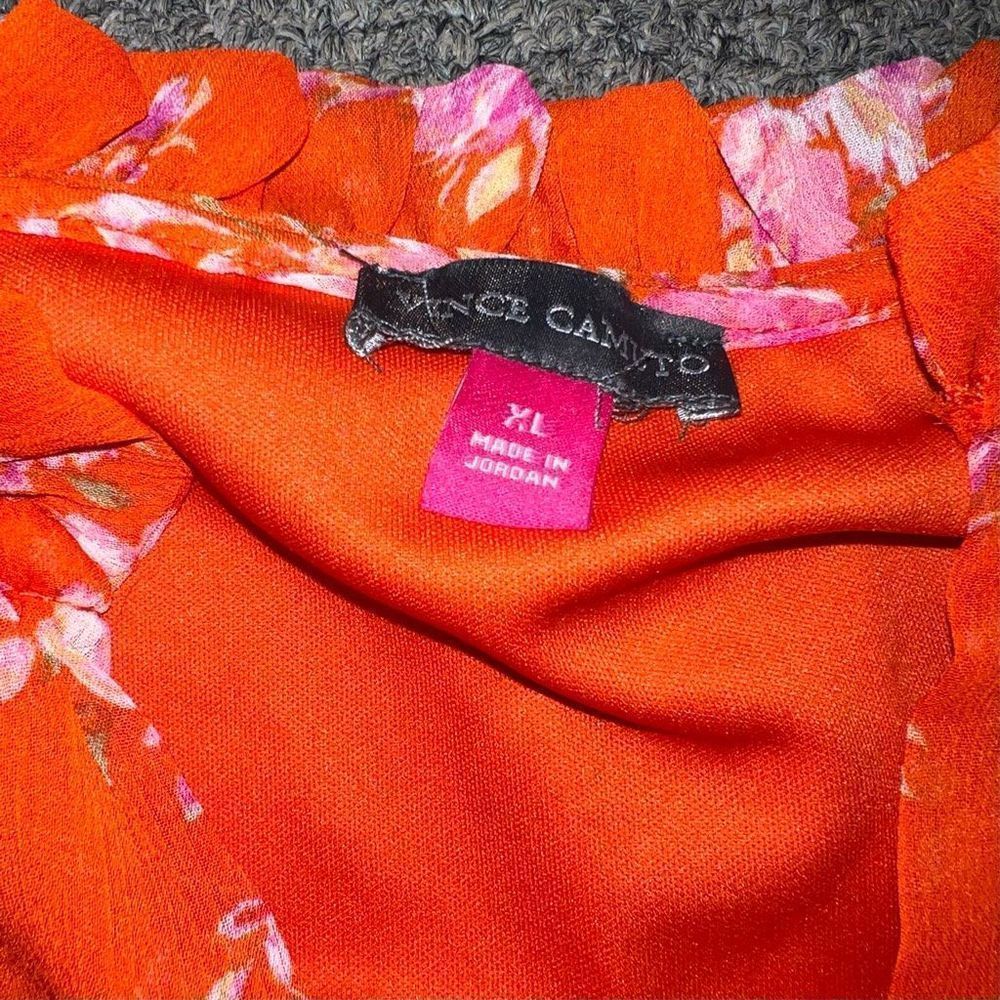 Vince Camuto Floral V Neck Long Marie Sleeves Layered Knee High Dress Size XL - Picture 7 of 11